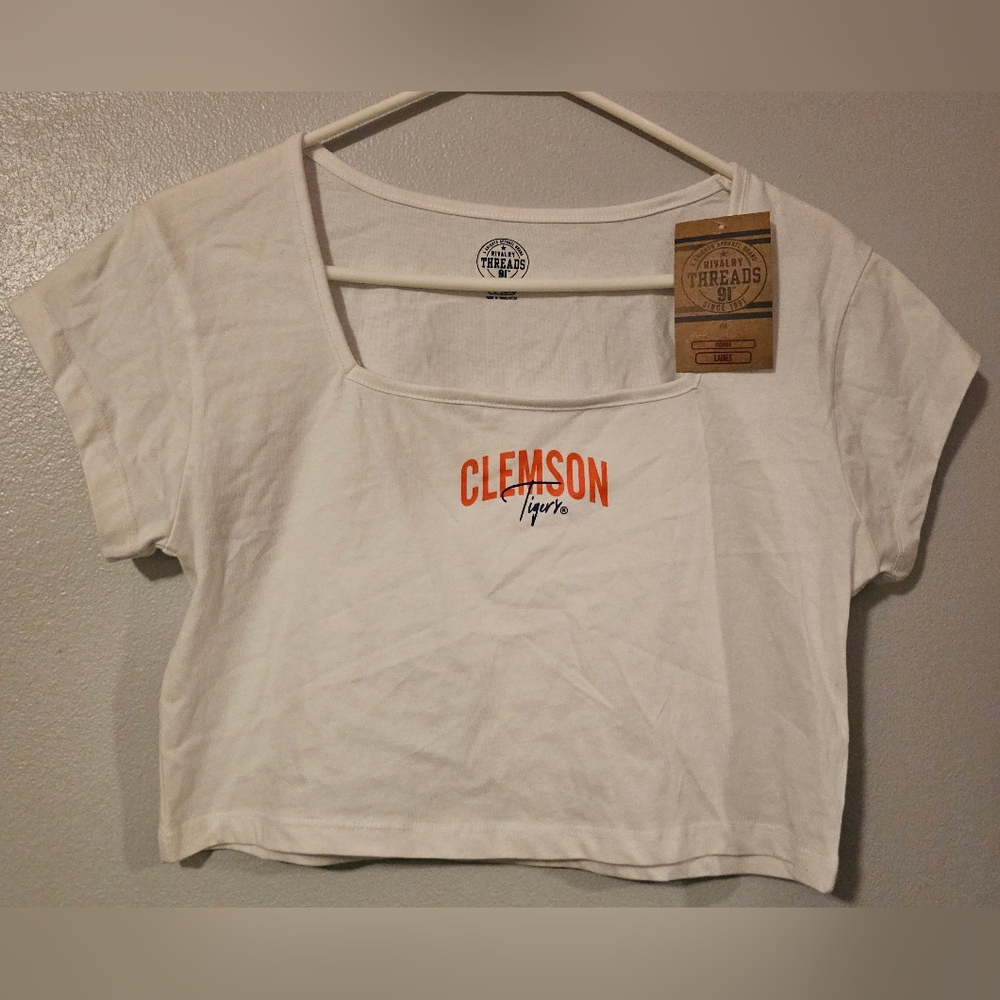 NWT Clemson Tigers White Crop Top Size L 12/14